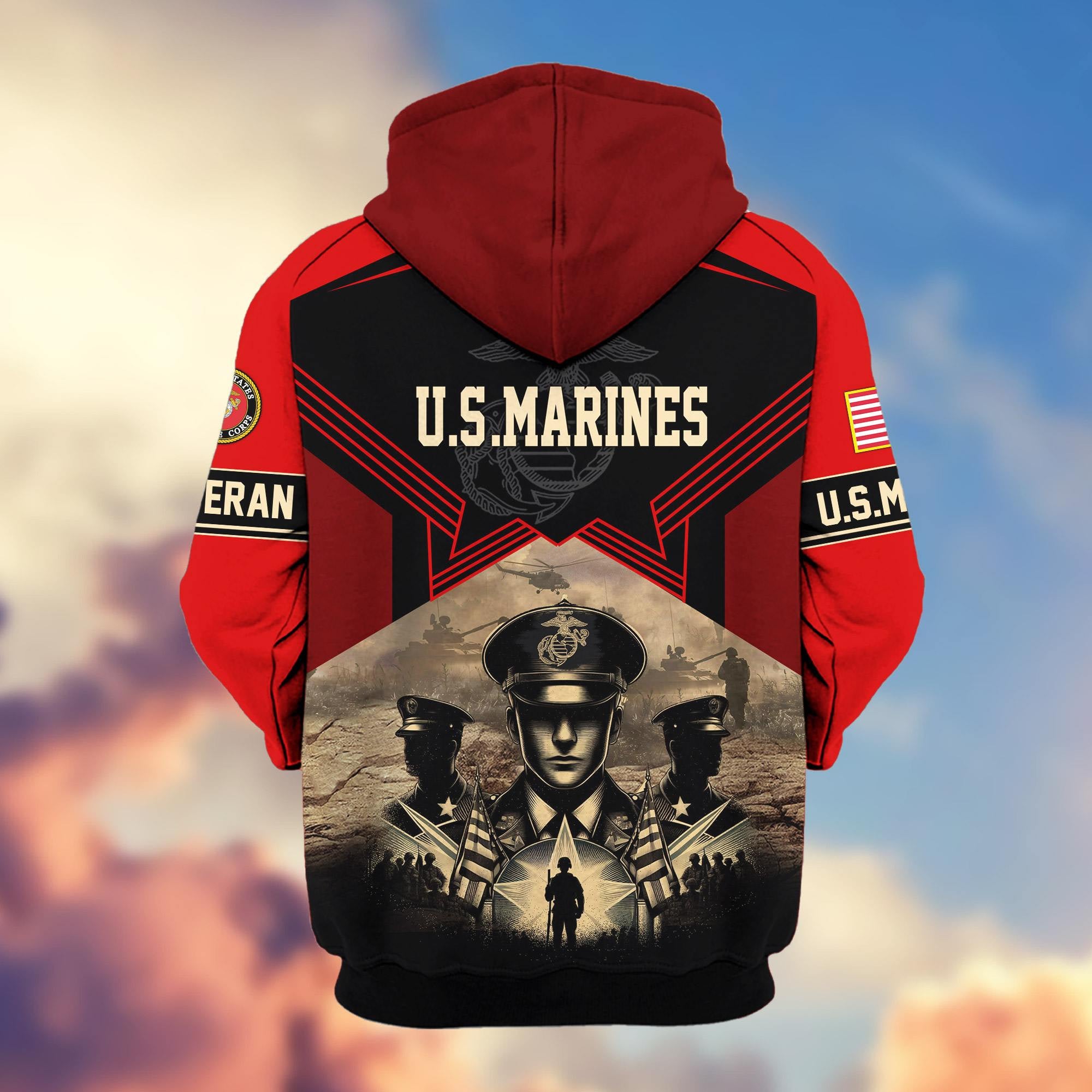 Premium Proudly Served US Veterans Zip Hoodie, Gifts For US Veterans