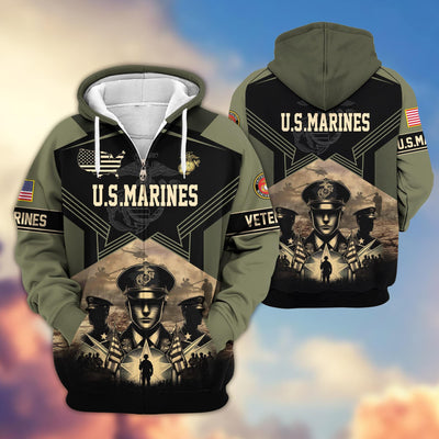 Premium Proudly Served US Veterans Zip Hoodie, Gifts For US Veterans