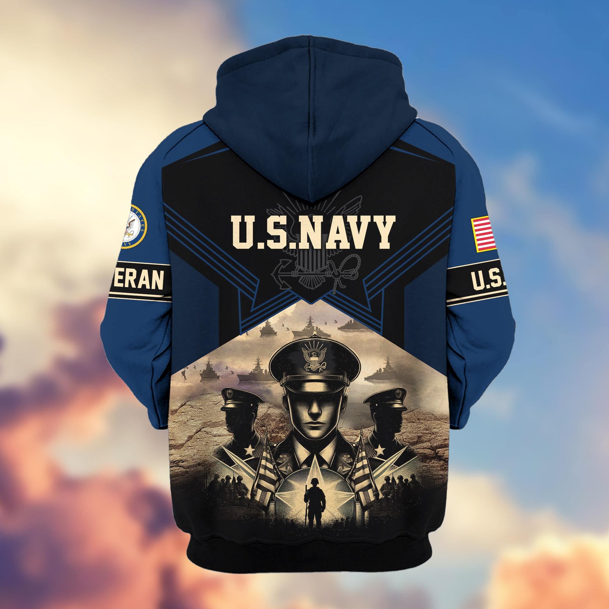 Premium Proudly Served US Veterans Zip Hoodie, Gifts For US Veterans