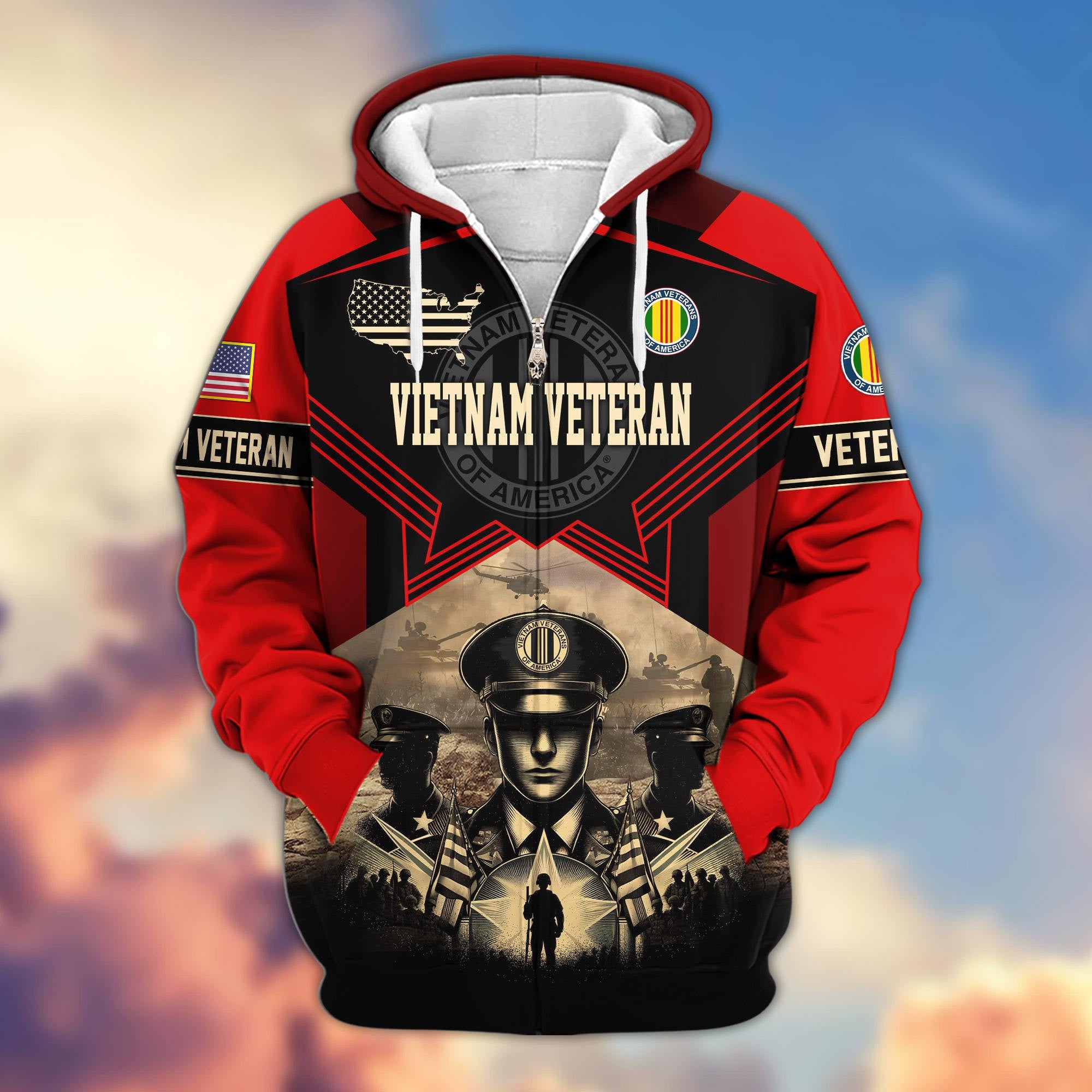 Premium Proudly Served US Veterans Zip Hoodie, Gifts For US Veterans
