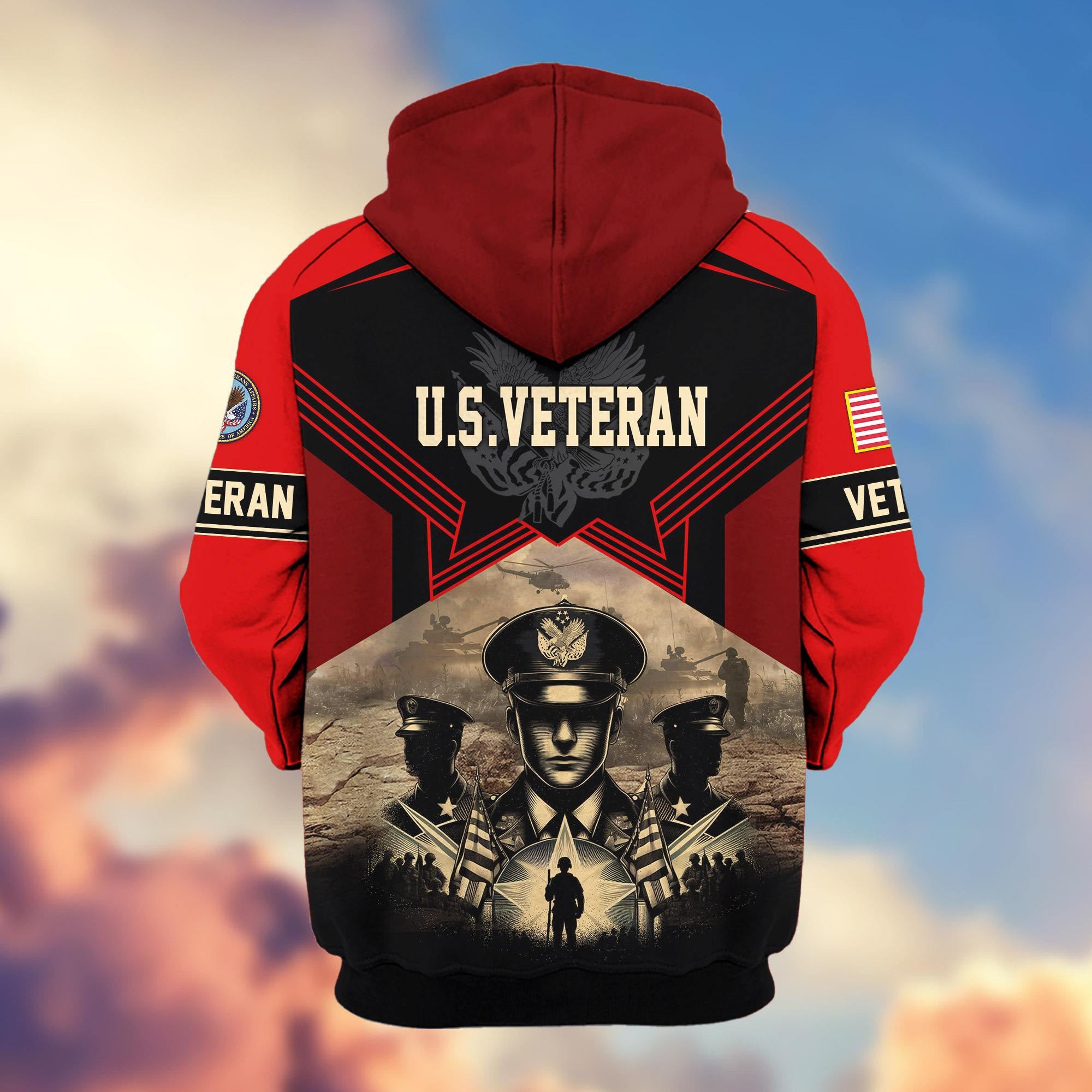 Premium Proudly Served US Veterans Zip Hoodie, Gifts For US Veterans