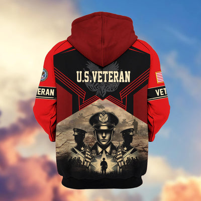 Premium Proudly Served US Veterans Zip Hoodie, Gifts For US Veterans
