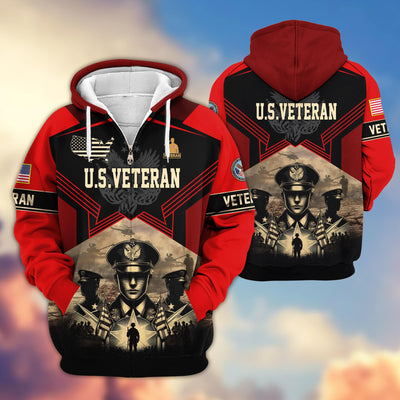 Premium Proudly Served US Veterans Zip Hoodie, Gifts For US Veterans