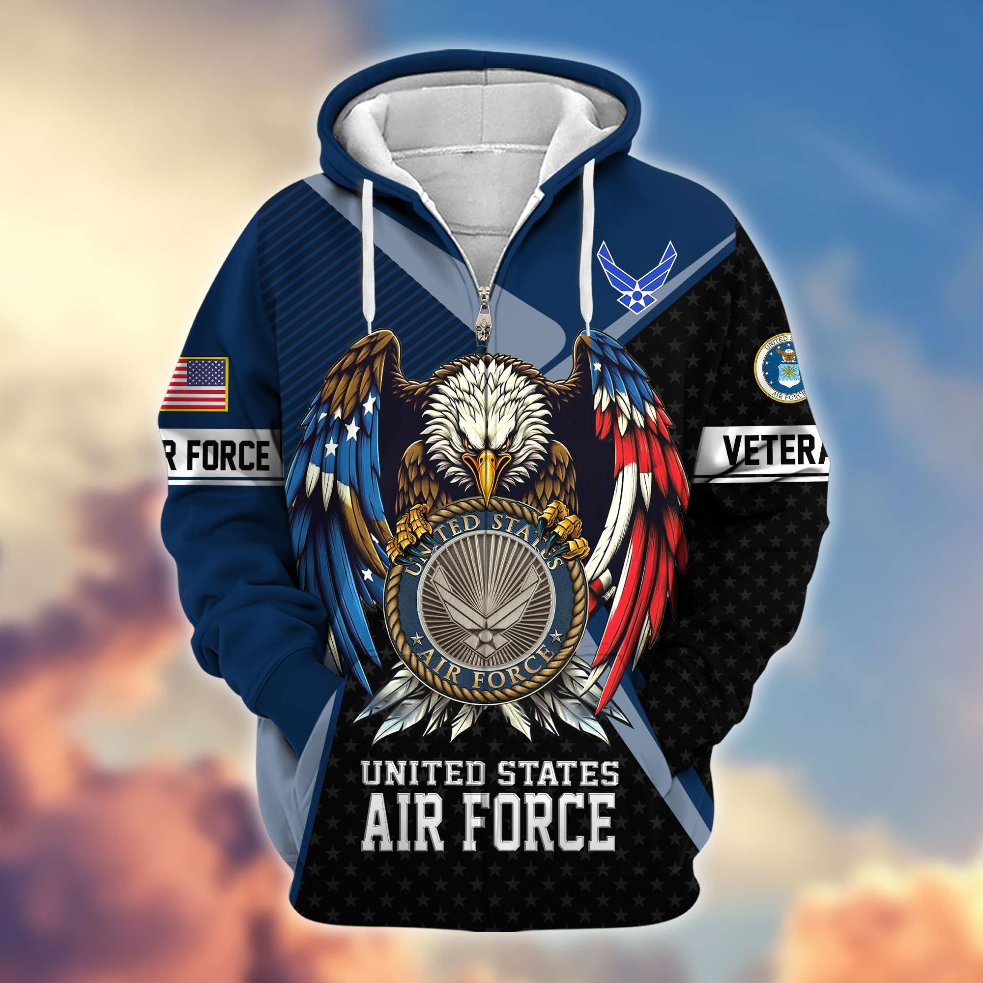Premium US Veterans Zip Hoodie, Gifts For US Veterans
