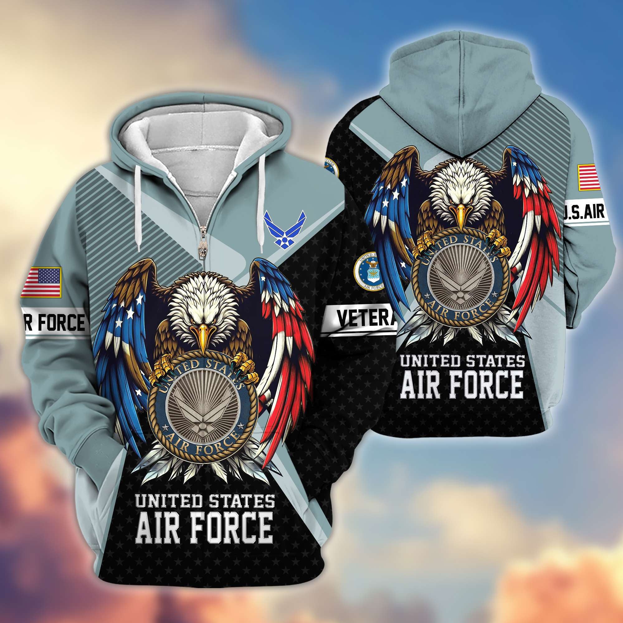 Premium US Veterans Zip Hoodie, Gifts For US Veterans