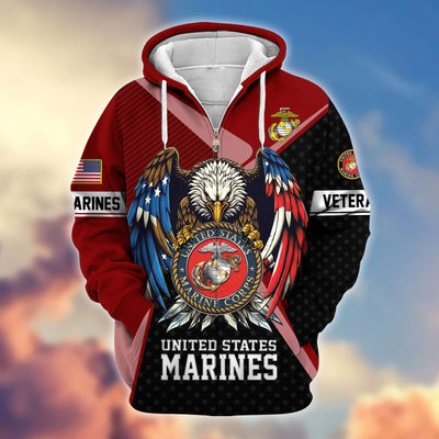 Premium US Veterans Zip Hoodie, Gifts For US Veterans