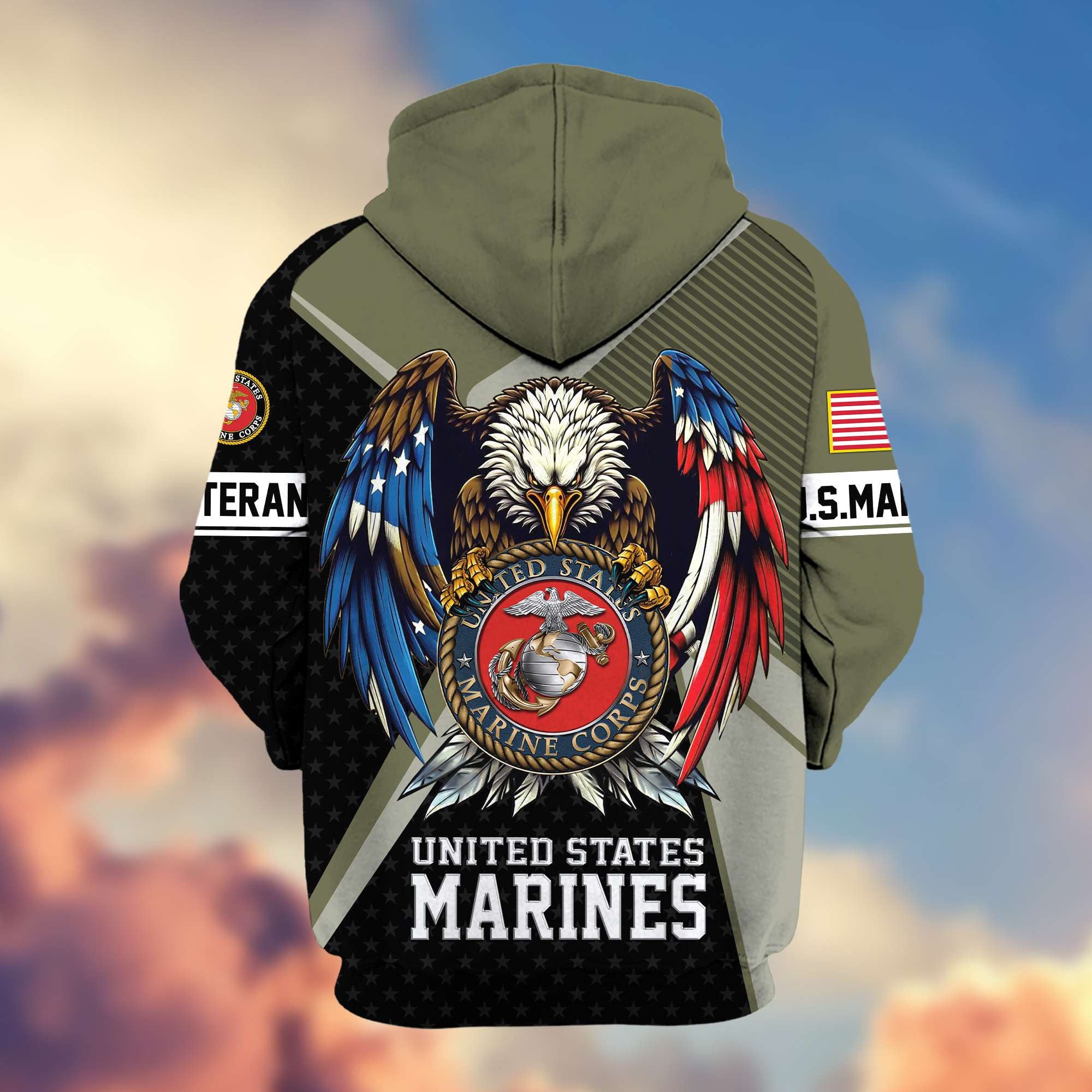 Premium US Veterans Zip Hoodie, Gifts For US Veterans