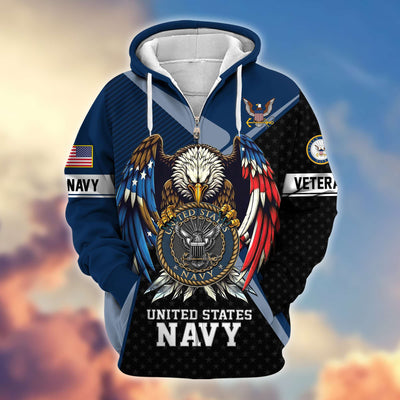 Premium US Veterans Zip Hoodie, Gifts For US Veterans