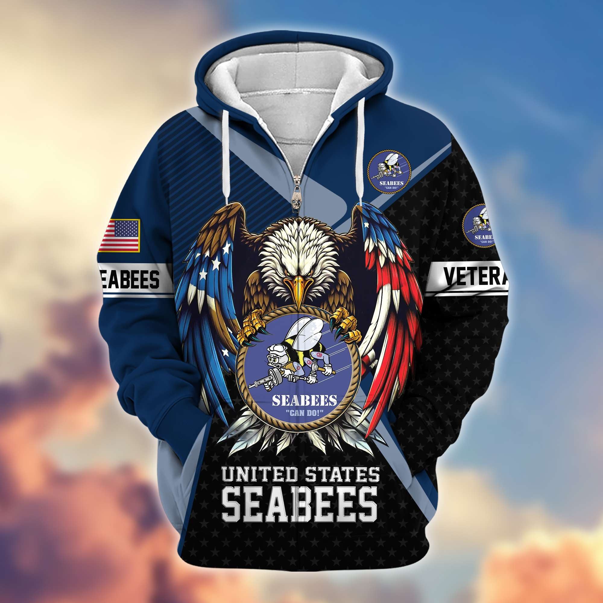 Premium US Veterans Zip Hoodie, Gifts For US Veterans