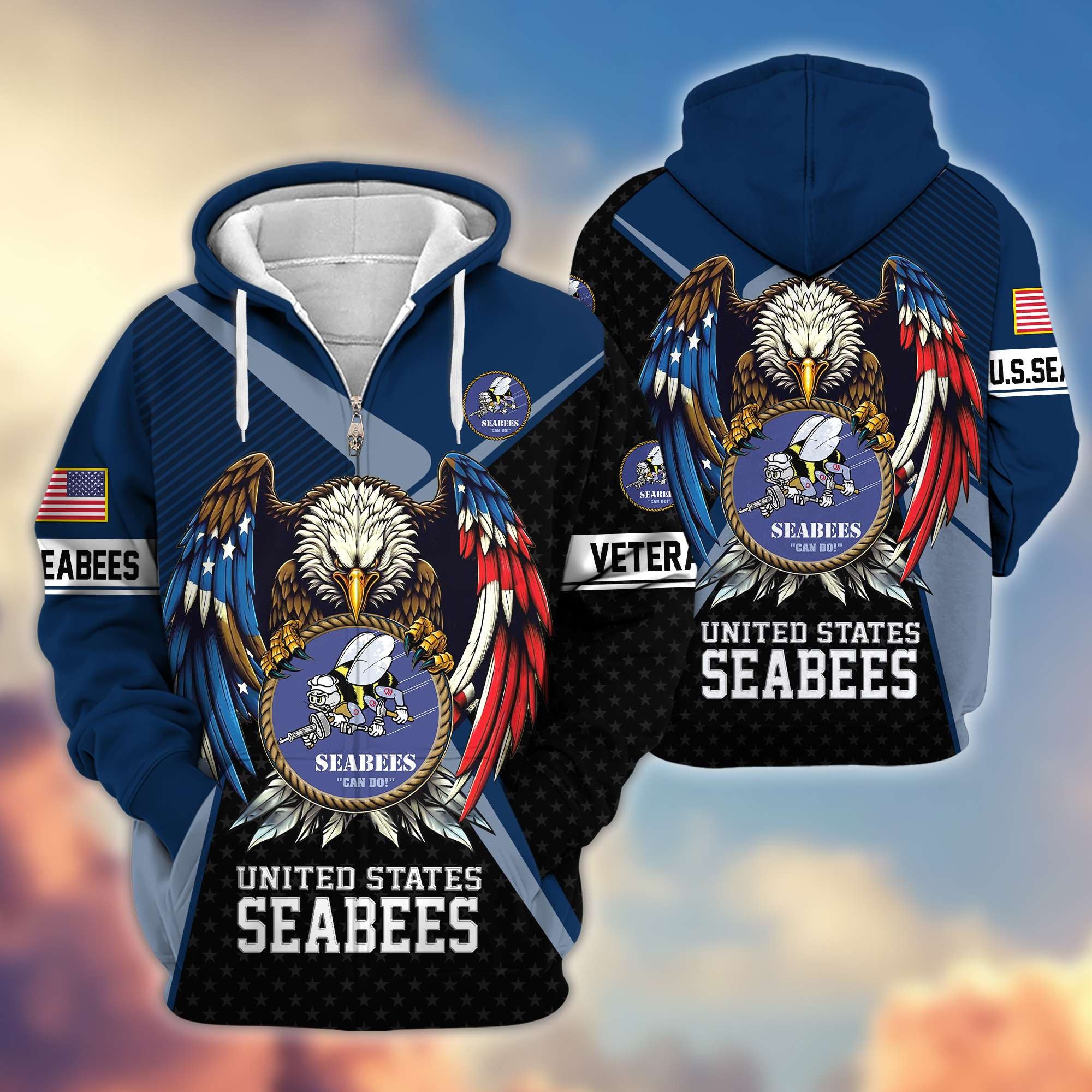 Premium US Veterans Zip Hoodie, Gifts For US Veterans