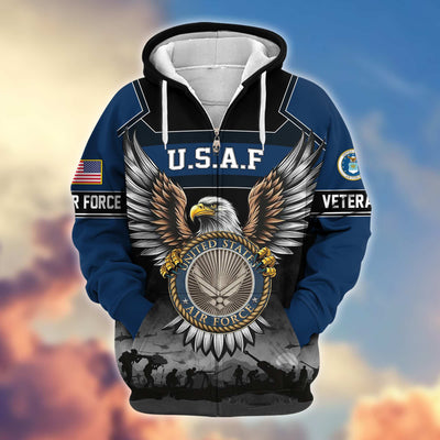 Premium US Veterans Zip Hoodie, Gifts For US Veterans