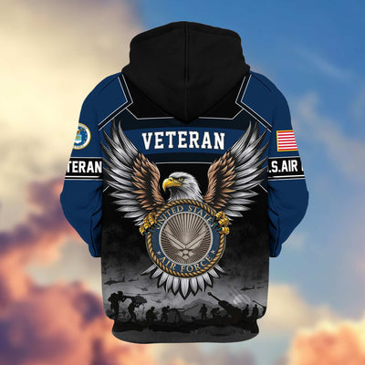 Premium US Veterans Zip Hoodie, Gifts For US Veterans