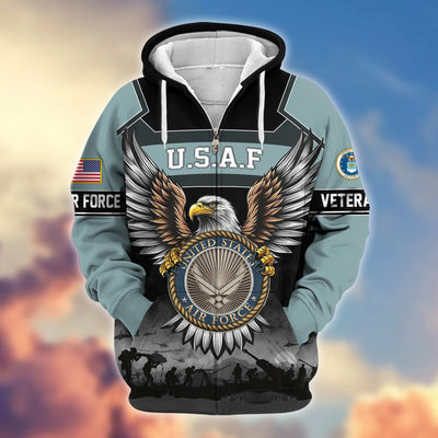 Premium US Veterans Zip Hoodie, Gifts For US Veterans