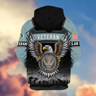 Premium US Veterans Zip Hoodie, Gifts For US Veterans