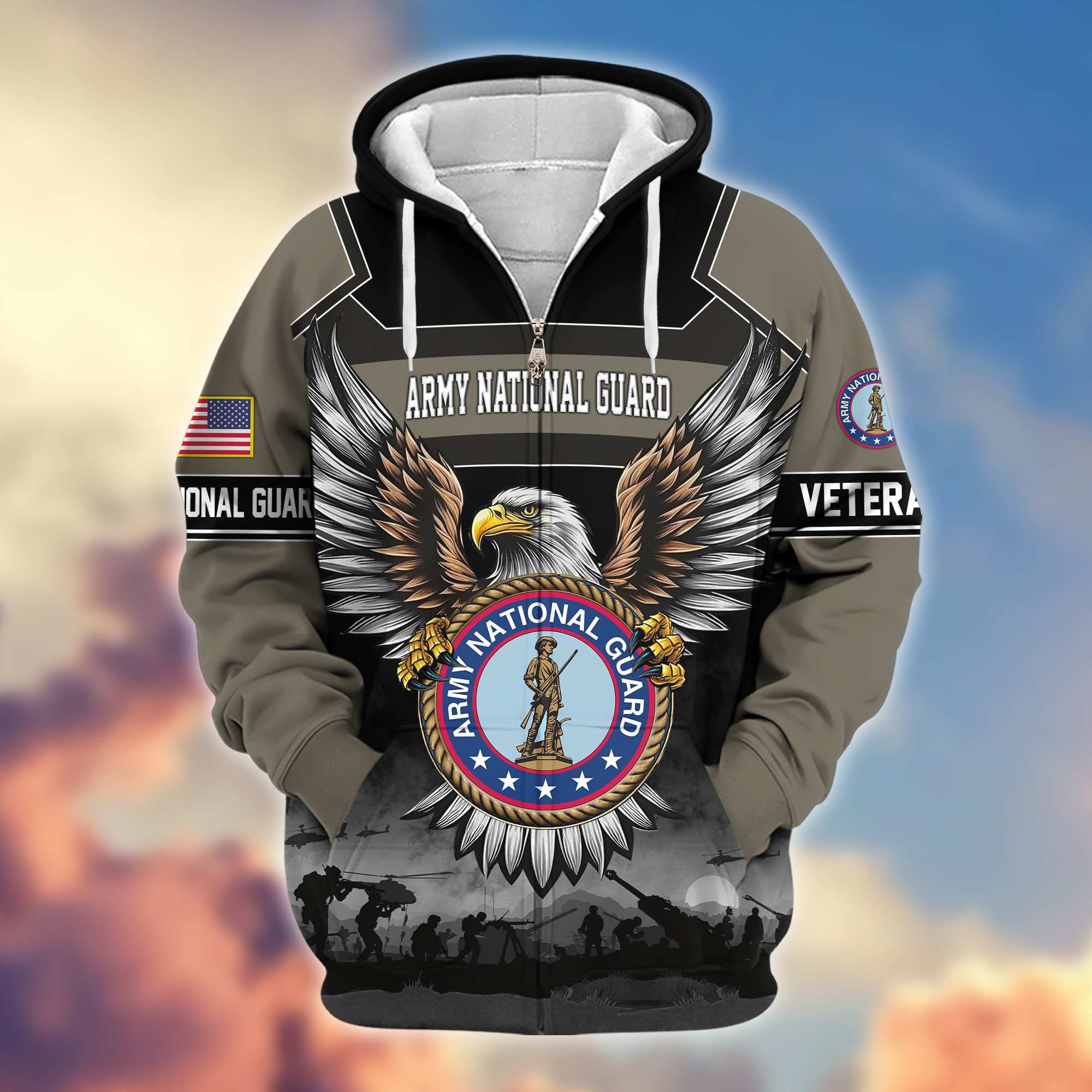 Premium US Veterans Zip Hoodie, Gifts For US Veterans