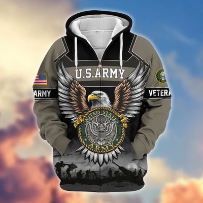 Premium US Veterans Zip Hoodie, Gifts For US Veterans