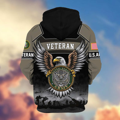 Premium US Veterans Zip Hoodie, Gifts For US Veterans