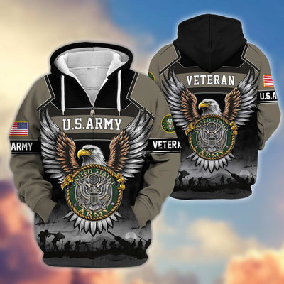 Premium US Veterans Zip Hoodie, Gifts For US Veterans
