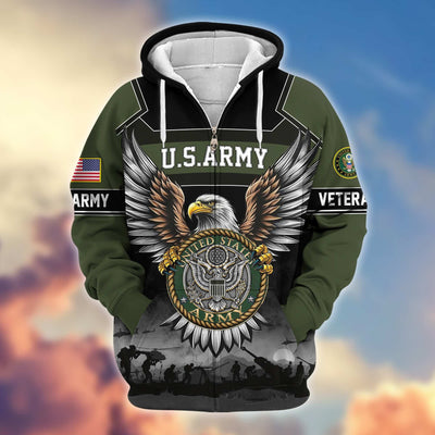 Premium US Veterans Zip Hoodie, Gifts For US Veterans