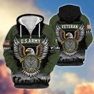 Premium US Veterans Zip Hoodie, Gifts For US Veterans