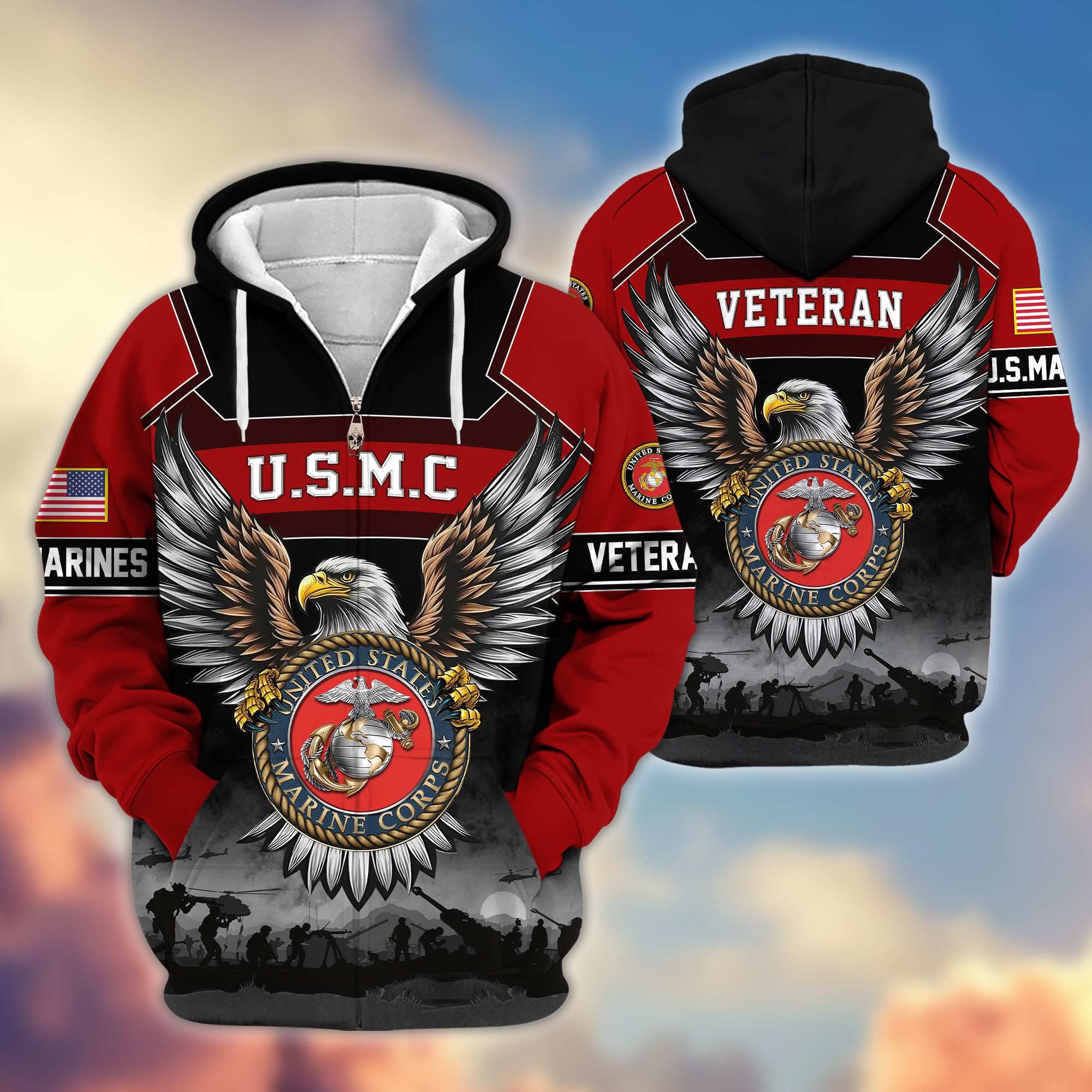 Premium US Veterans Zip Hoodie, Gifts For US Veterans