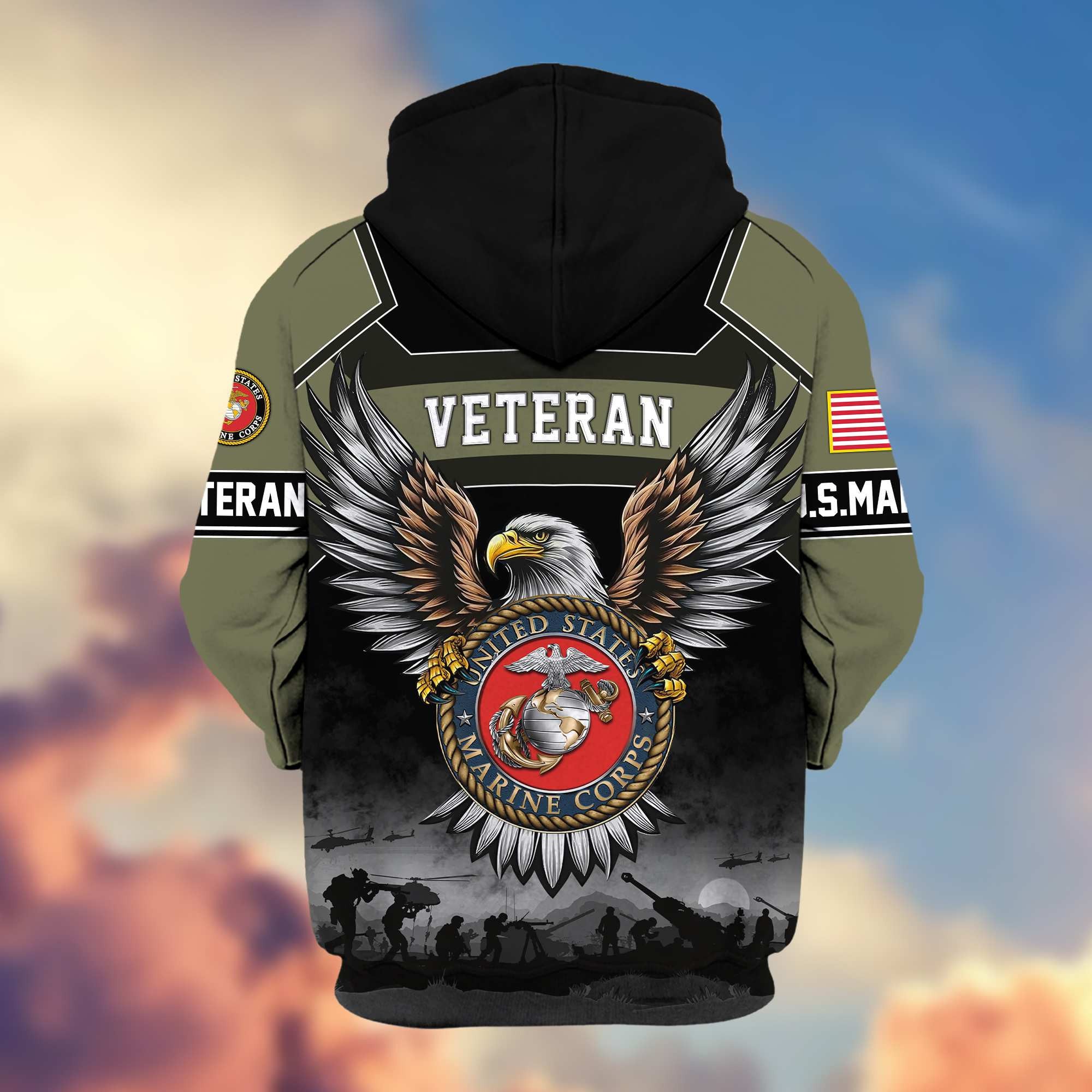 Premium US Veterans Zip Hoodie, Gifts For US Veterans