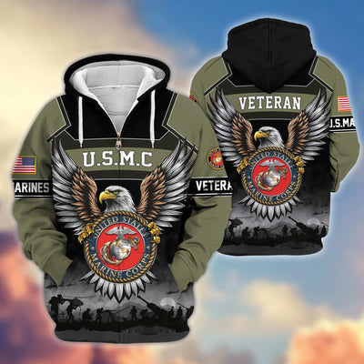Premium US Veterans Zip Hoodie, Gifts For US Veterans