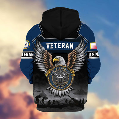 Premium US Veterans Zip Hoodie, Gifts For US Veterans