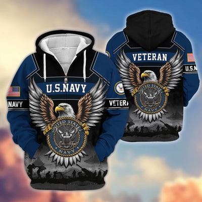 Premium US Veterans Zip Hoodie, Gifts For US Veterans