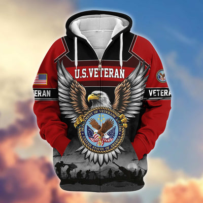 Premium US Veterans Zip Hoodie, Gifts For US Veterans
