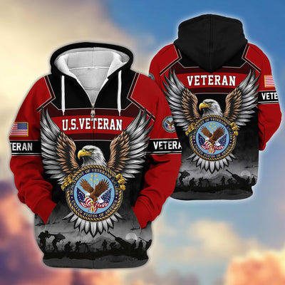 Premium US Veterans Zip Hoodie, Gifts For US Veterans