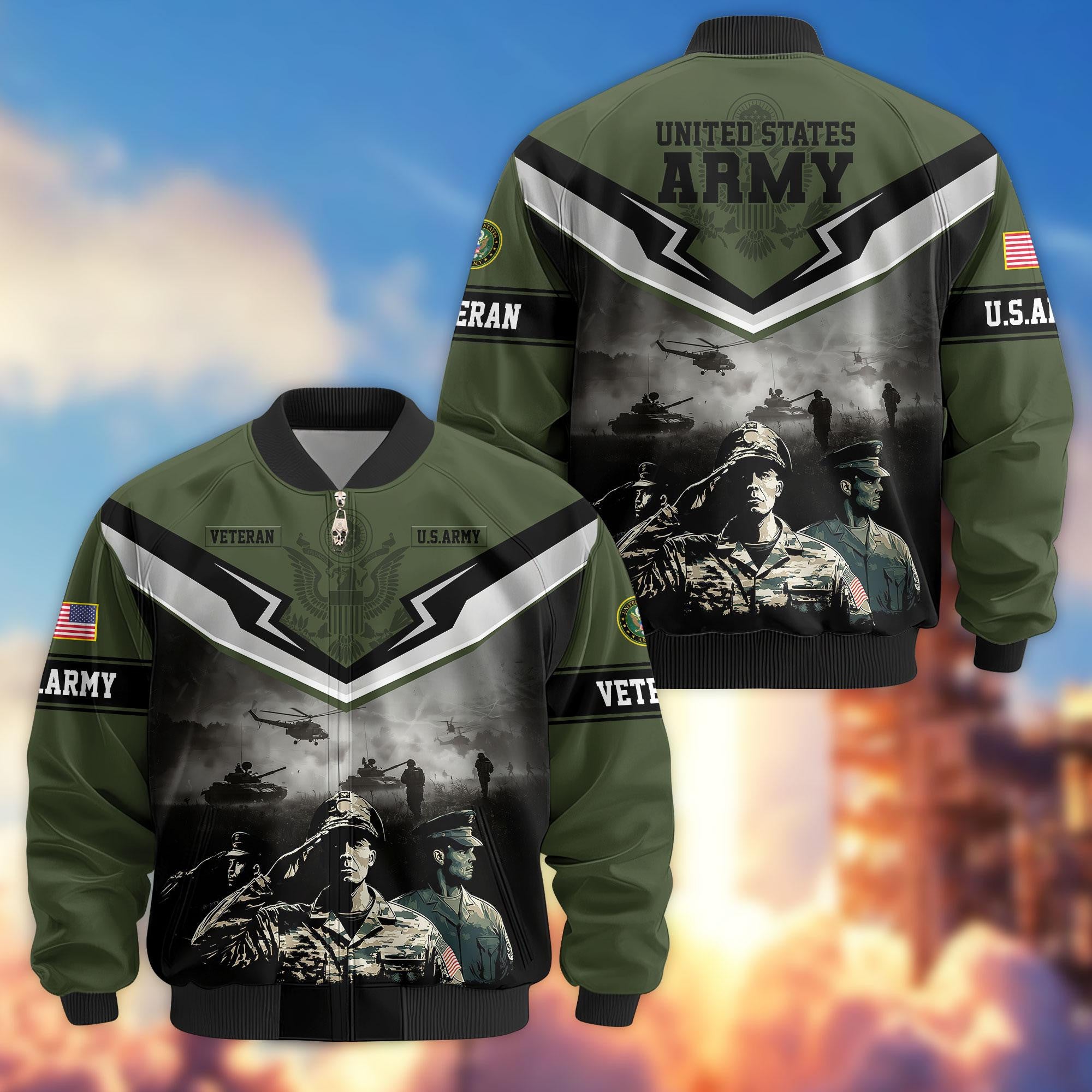 Premium Honoring All Who Served US Veterans Bomber Jacket, Gifts For US Veterans