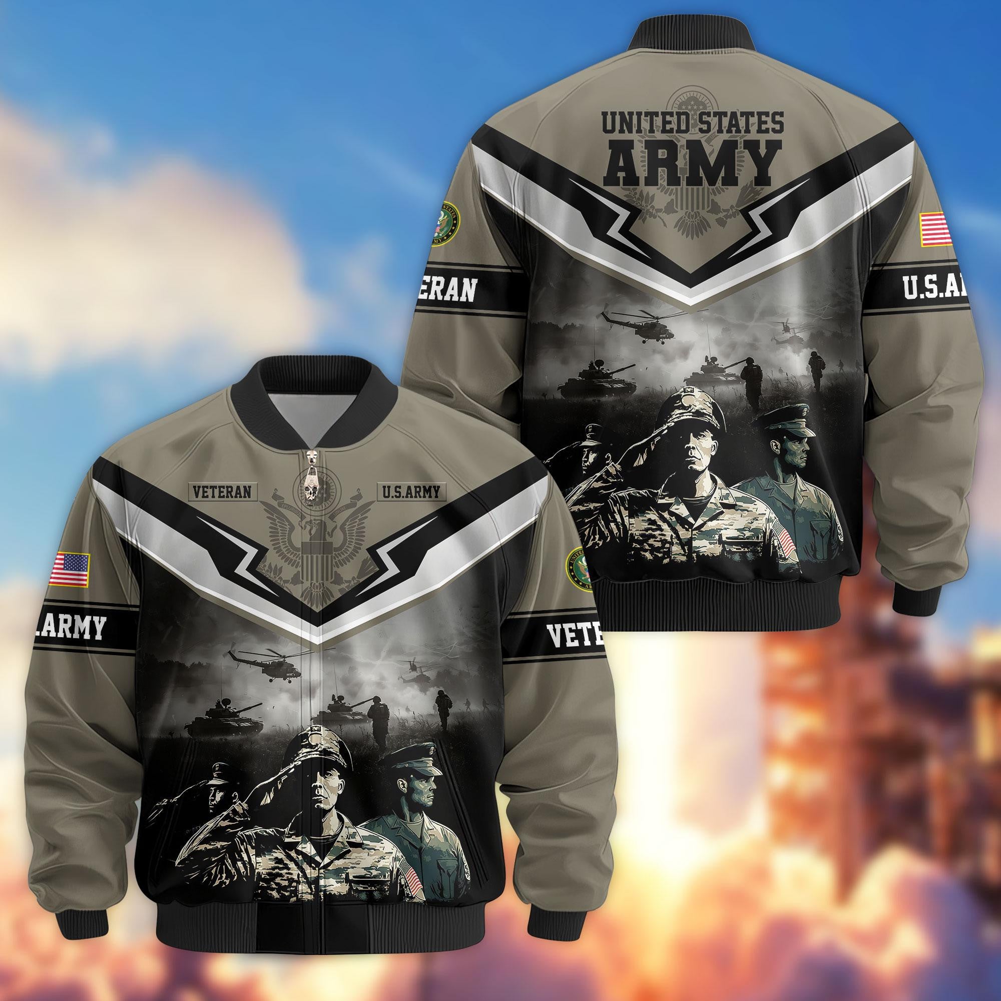 Premium Honoring All Who Served US Veterans Bomber Jacket, Gifts For US Veterans