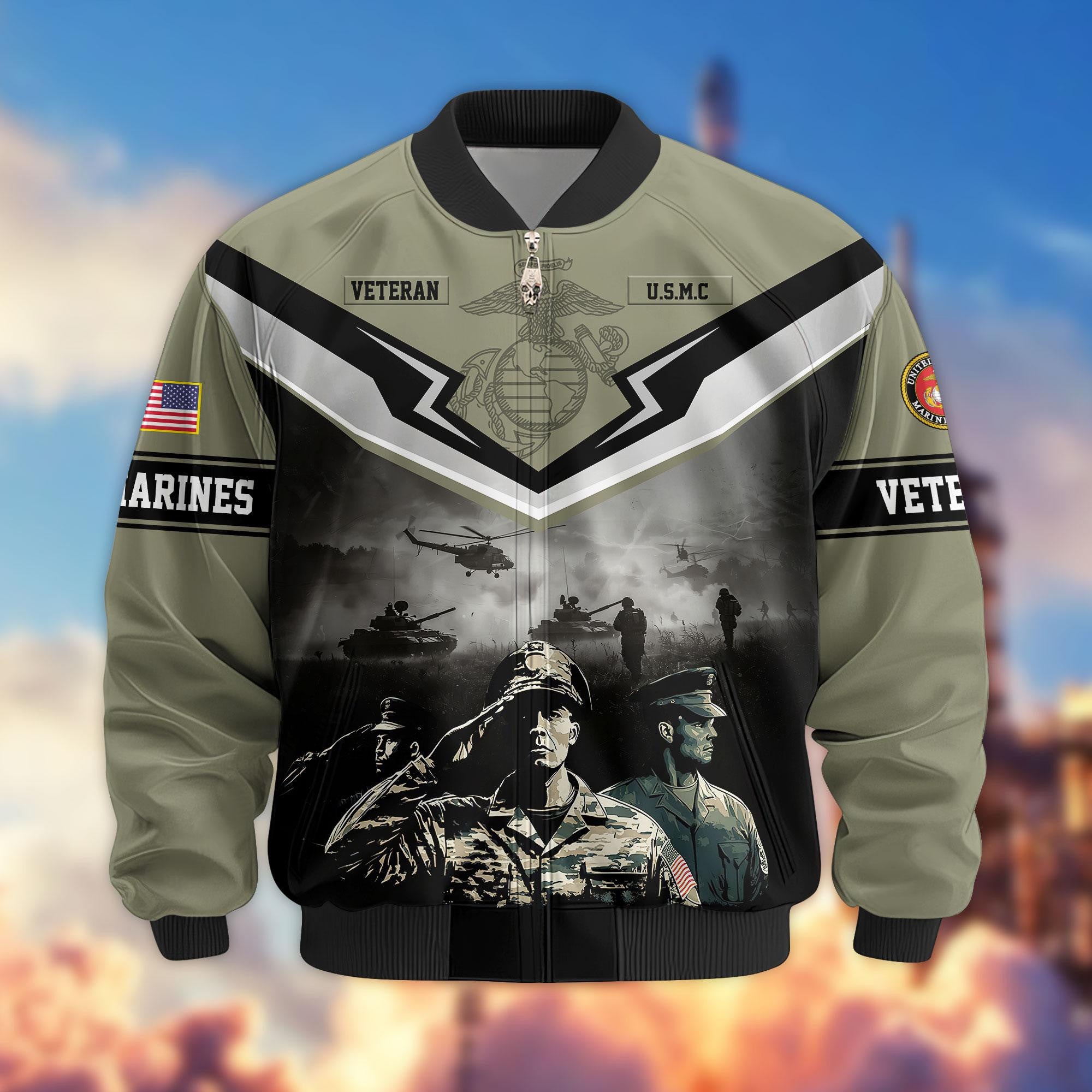Premium Honoring All Who Served US Veterans Bomber Jacket, Gifts For US Veterans