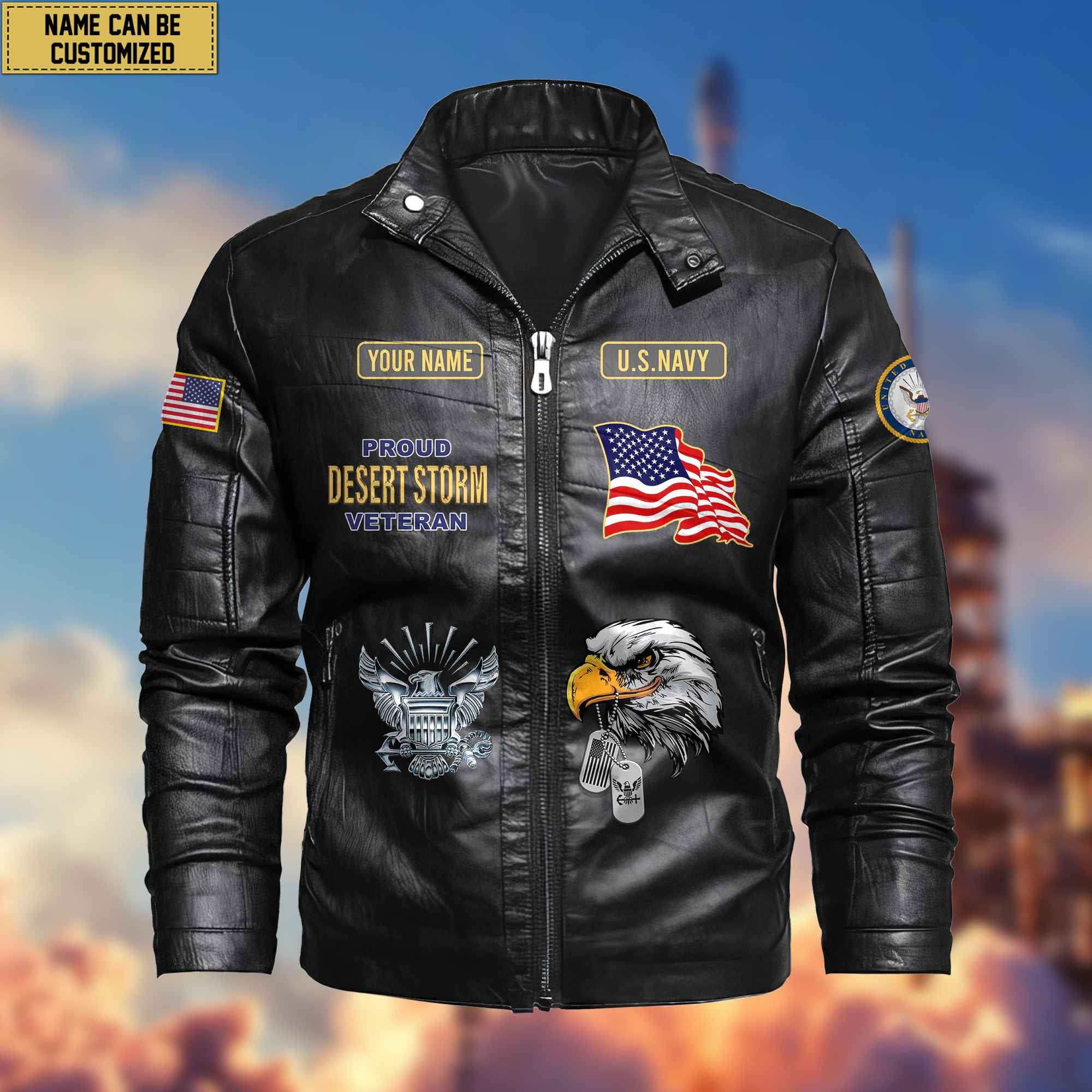 Premium Personalized US Navy - Desert Storm Veteran Leather Jackets