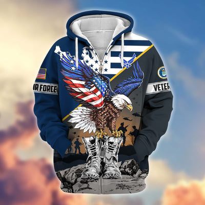 Premium Honoring All Who Served US Veterans Zip Hoodie, Gifts For US Veterans