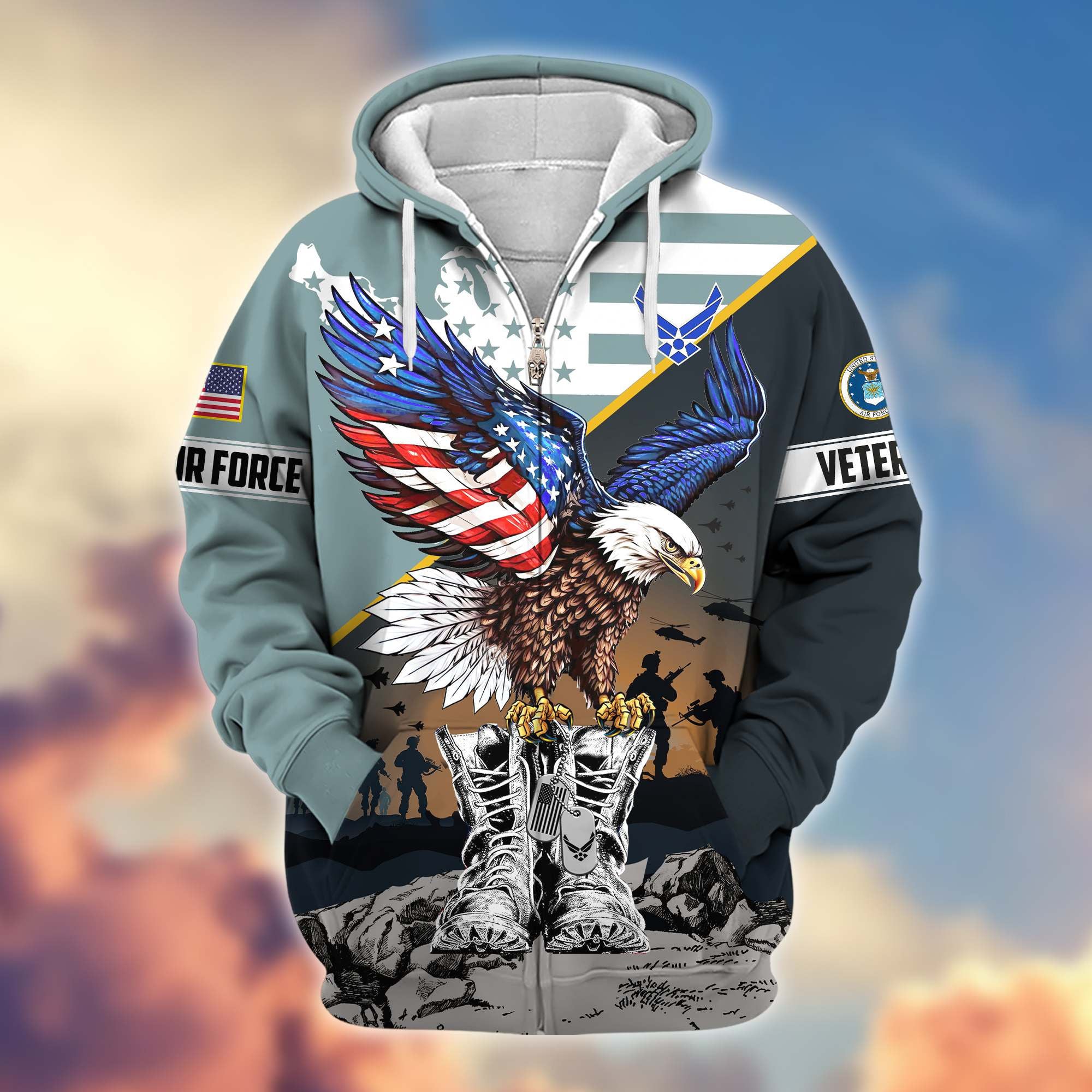 Premium Honoring All Who Served US Veterans Zip Hoodie, Gifts For US Veterans