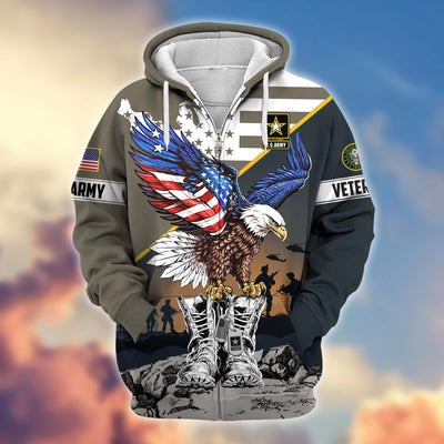 Premium Honoring All Who Served US Veterans Zip Hoodie, Gifts For US Veterans