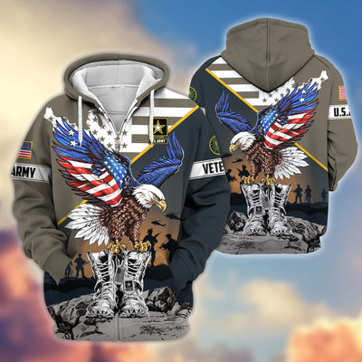 Premium Honoring All Who Served US Veterans Zip Hoodie, Gifts For US Veterans