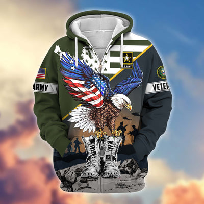 Premium Honoring All Who Served US Veterans Zip Hoodie, Gifts For US Veterans