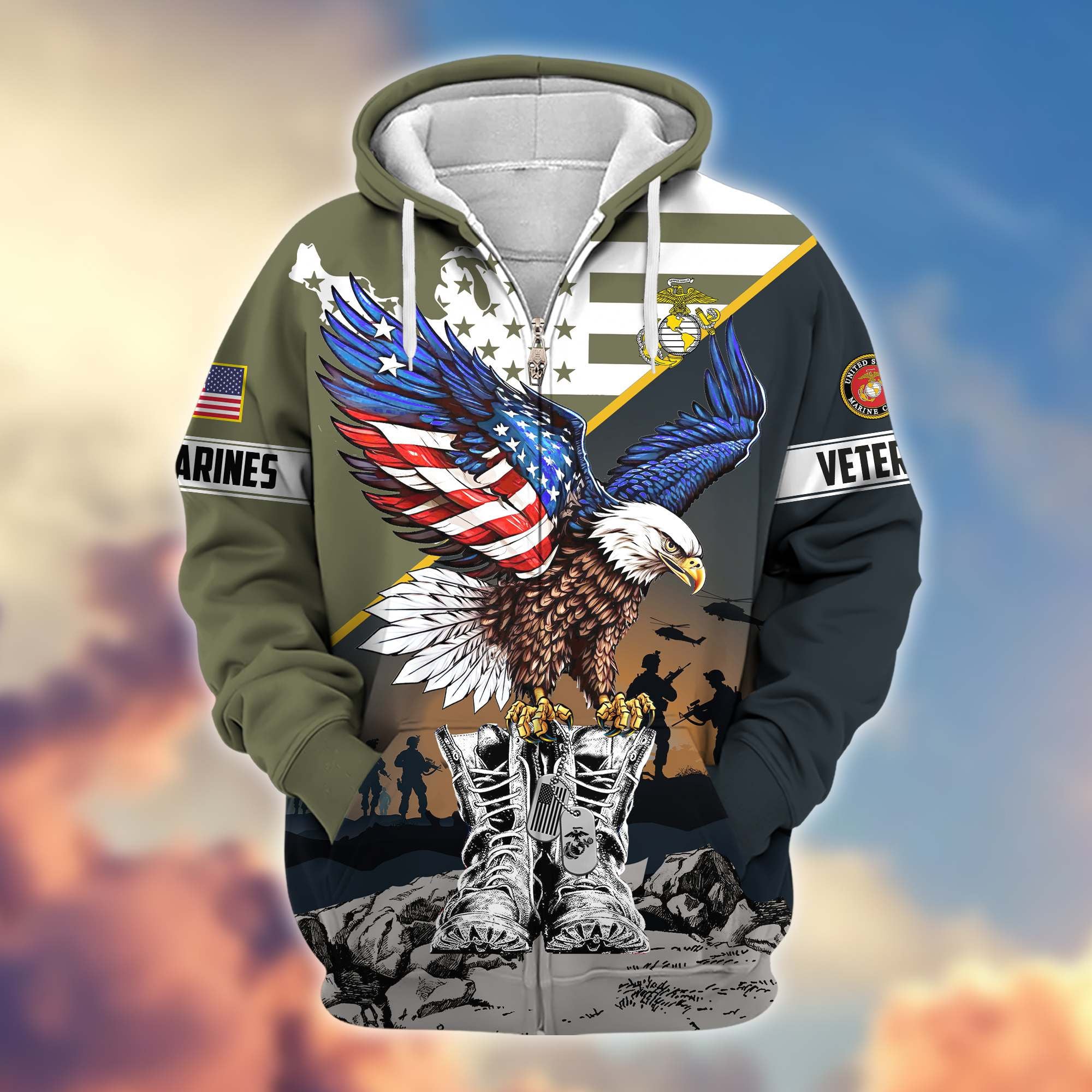 Premium Honoring All Who Served US Veterans Zip Hoodie, Gifts For US Veterans