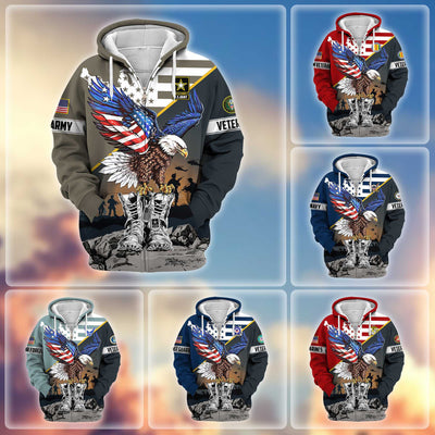 Premium Honoring All Who Served US Veterans Zip Hoodie, Gifts For US Veterans