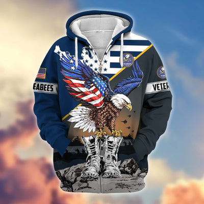 Premium Honoring All Who Served US Veterans Zip Hoodie, Gifts For US Veterans