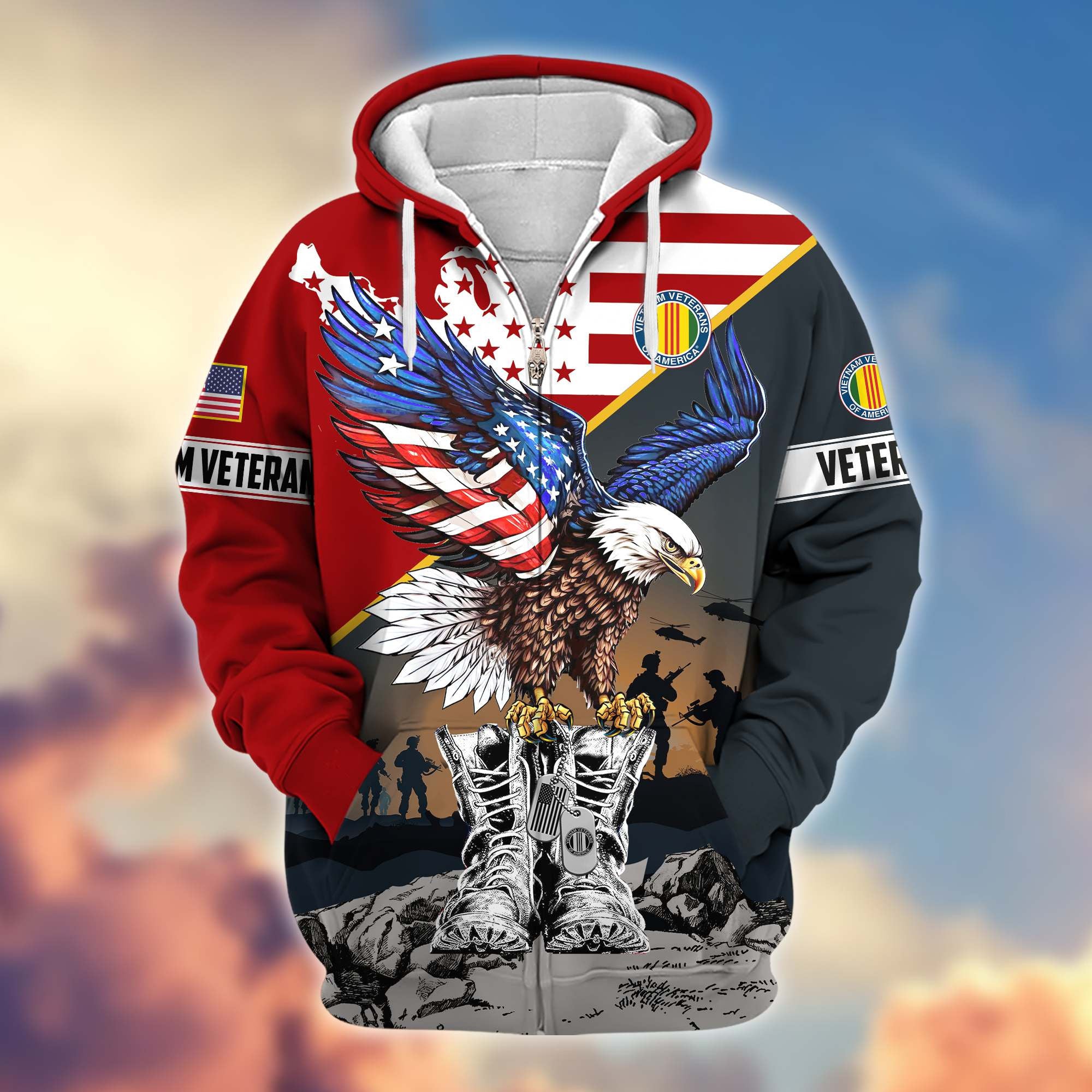 Premium Honoring All Who Served US Veterans Zip Hoodie, Gifts For US Veterans