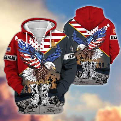 Premium Honoring All Who Served US Veterans Zip Hoodie, Gifts For US Veterans