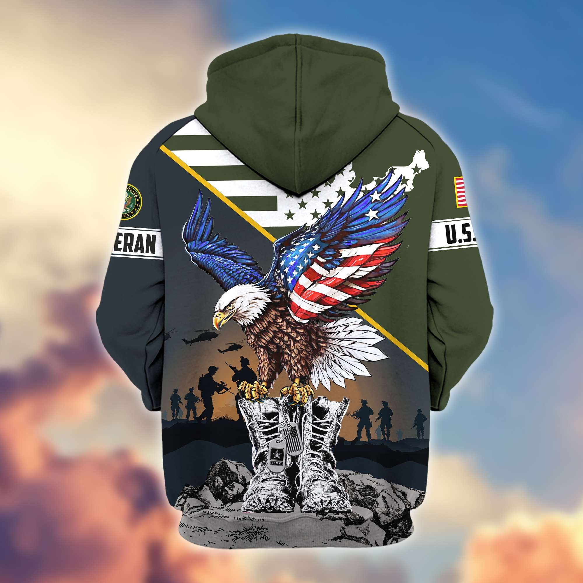 Premium Honoring All Who Served US Veterans Zip Hoodie, Gifts For US Veterans