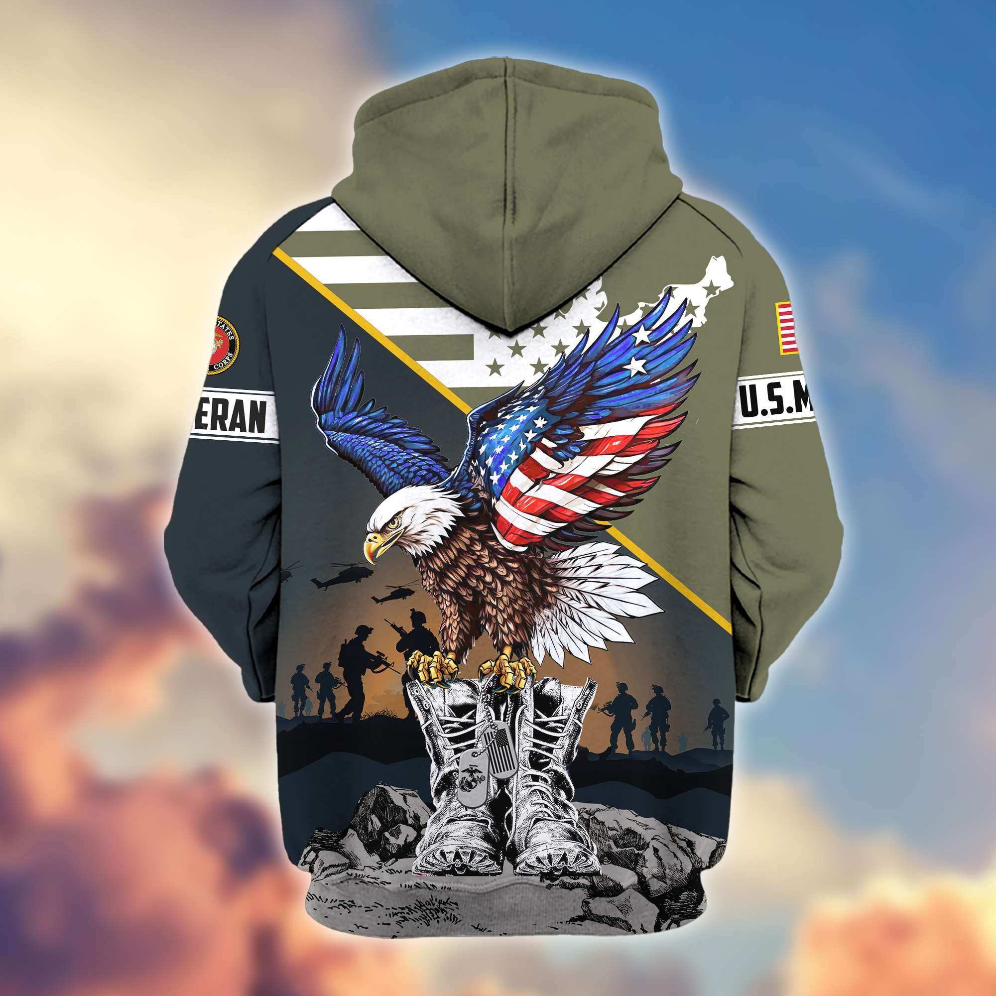 Premium Honoring All Who Served US Veterans Zip Hoodie, Gifts For US Veterans