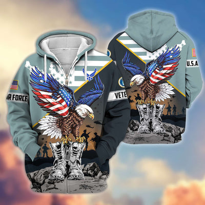 Premium Honoring All Who Served US Veterans Zip Hoodie, Gifts For US Veterans