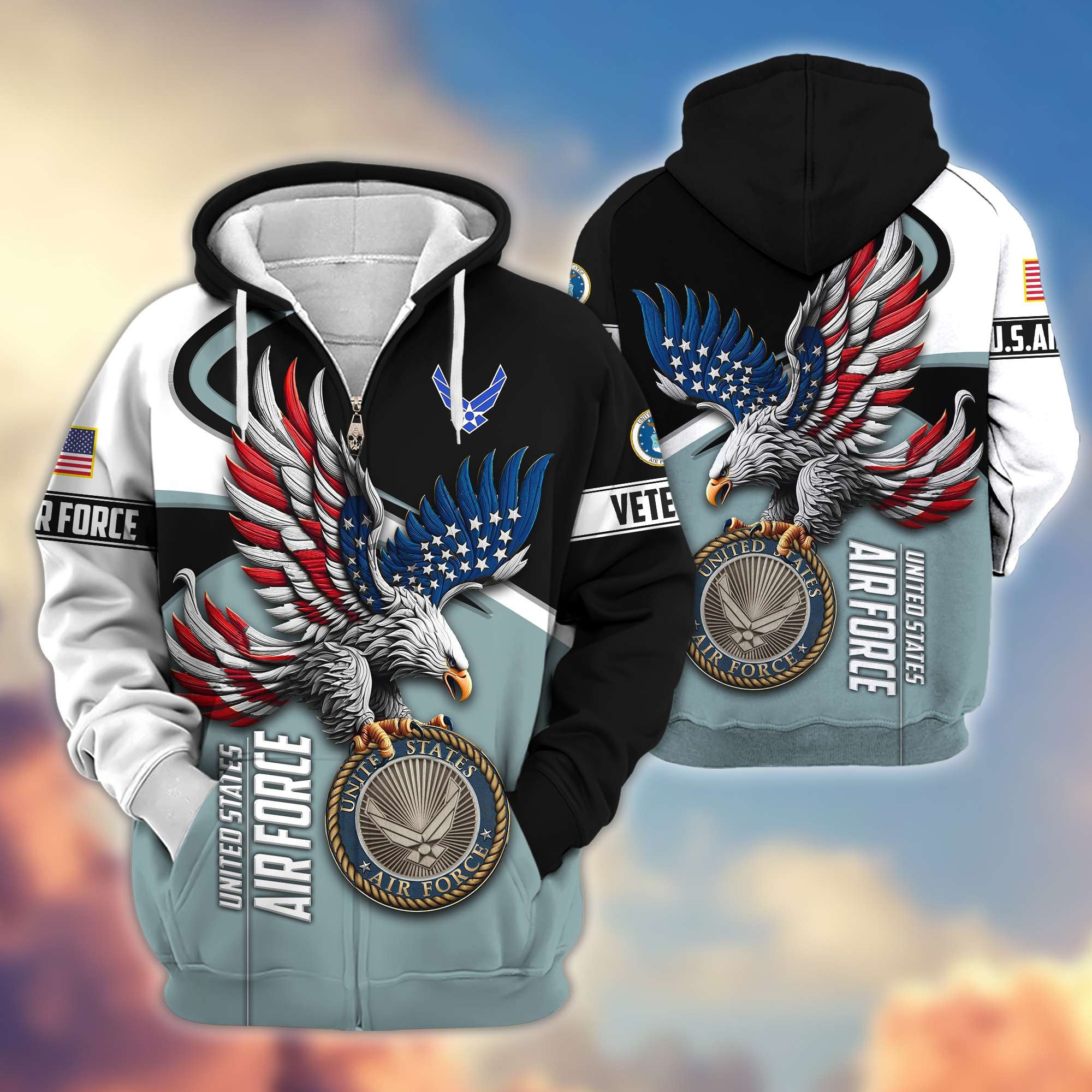Premium US Veterans Zip Hoodie, Gifts For US Veterans