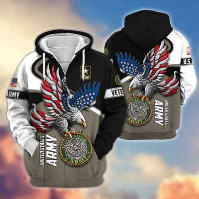 Premium US Veterans Zip Hoodie, Gifts For US Veterans
